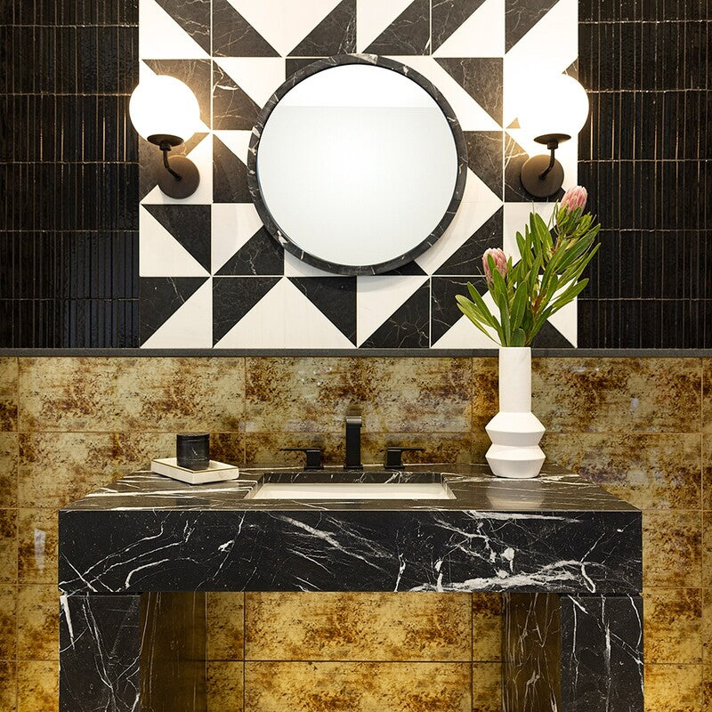 STUDIO : China Black Mcm 8 Square Mosaic (honed | 8"x8"x3/8" | straight cut)