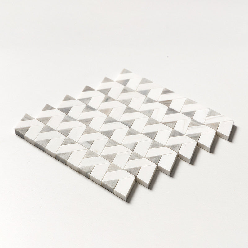 STUDIO : Snow White Monte Mosaic (honed | 12"x12"x3/8" | straight cut)