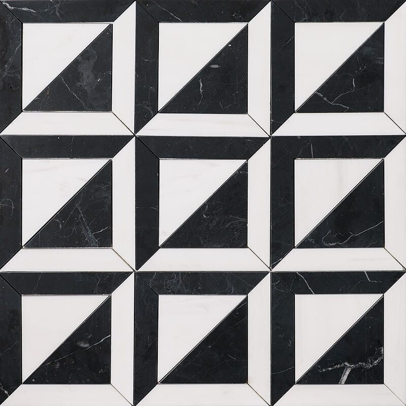 STUDIO : Snow White York Straight Stack Mosaic (honed | 11"x11"x15/16" | straight cut)