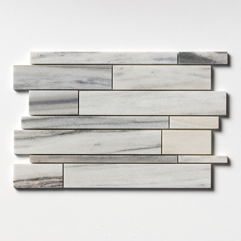 SKYLINE : Slides Random Strip Mosaic (honed | 11"x17"x1/2" | straight cut)