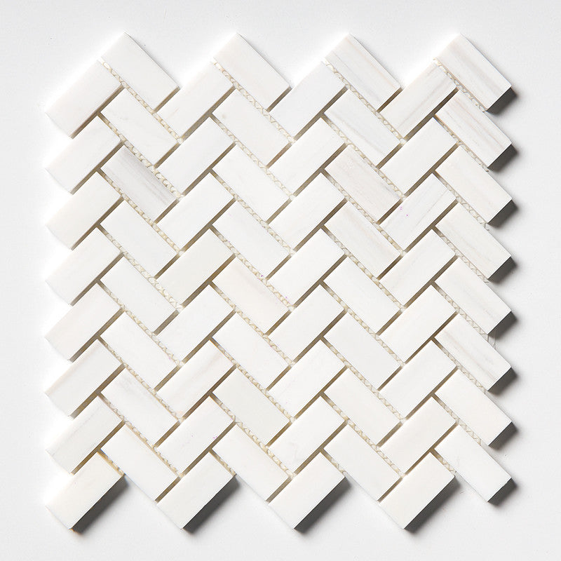 BIANCO DOLOMITI CLASSIC : 1X2 Herringbone Mosaic (polished | 11"x11"x3/8" | straight cut)