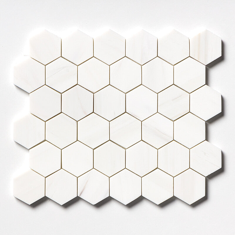 BIANCO DOLOMITI CLASSIC : Hexagon Mosaic (honed | 10"x12"x3/8" | straight cut)