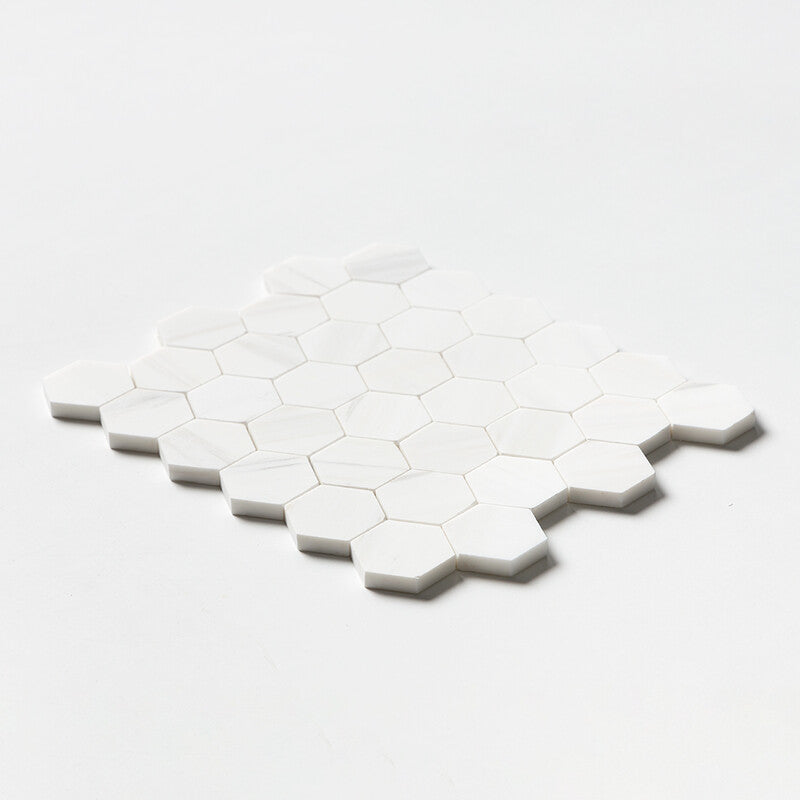 BIANCO DOLOMITI CLASSIC : Hexagon Mosaic (honed | 10"x12"x3/8" | straight cut)