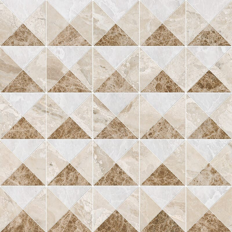 PARADISE : Diana Royal Paradise Devon Triangular Mosaic (polished | 12"x12"x1/2" | straight cut)