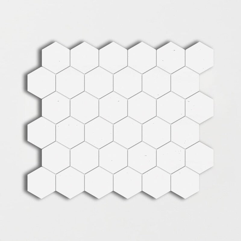 THASSOS WHITE : Thassos White Hexagon Mosaic (honed | 10"x12"x3/8" | straight cut)