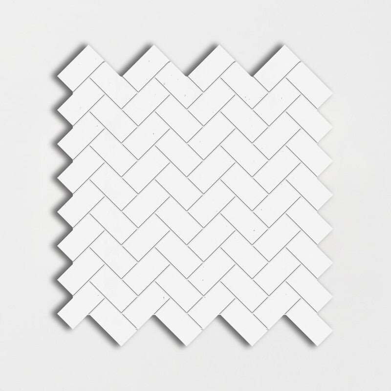 THASSOS WHITE : Thassos White 1X2 Herringbone Mosaic (honed | 11"x11"x3/8" | straight cut)