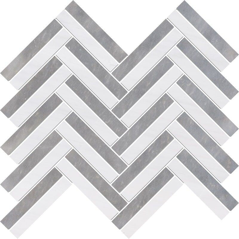 ATELIER MOSAIC: Allure Light Raya Basket Herringbone Mosaic (multi finish | 11"x12"x13/16" | straight cut)