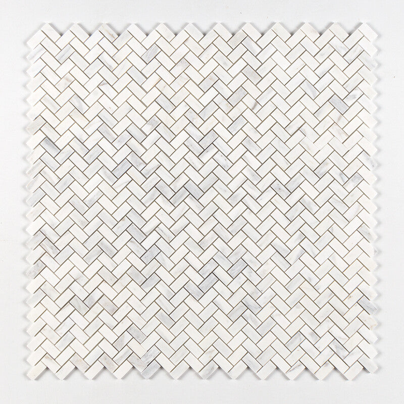 CALACATTA GOLD ROYAL : 1X2 Herringbone Mosaic (honed | 11"x11"x3/8" | straight cut)