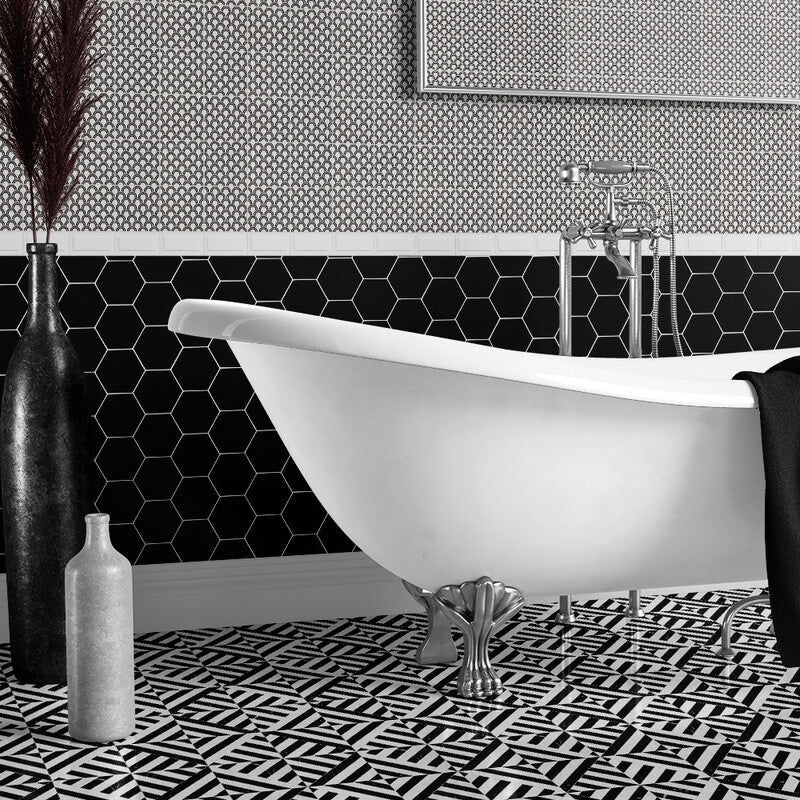 STUDIO : Snow White Ponte Lattice Mosaic (honed | 14"x14"x5/16" | straight cut)
