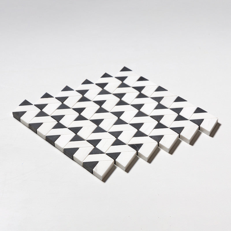 STUDIO : Snow White Monte Mosaic (honed | 12"x12"x3/8" | straight cut)
