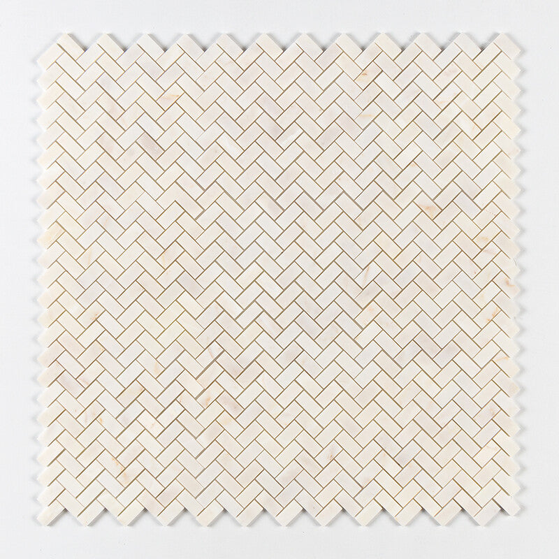 CALACATTA AMBER : 1X2 Herringbone Mosaic (honed | 11"x11"x3/8" | straight cut)