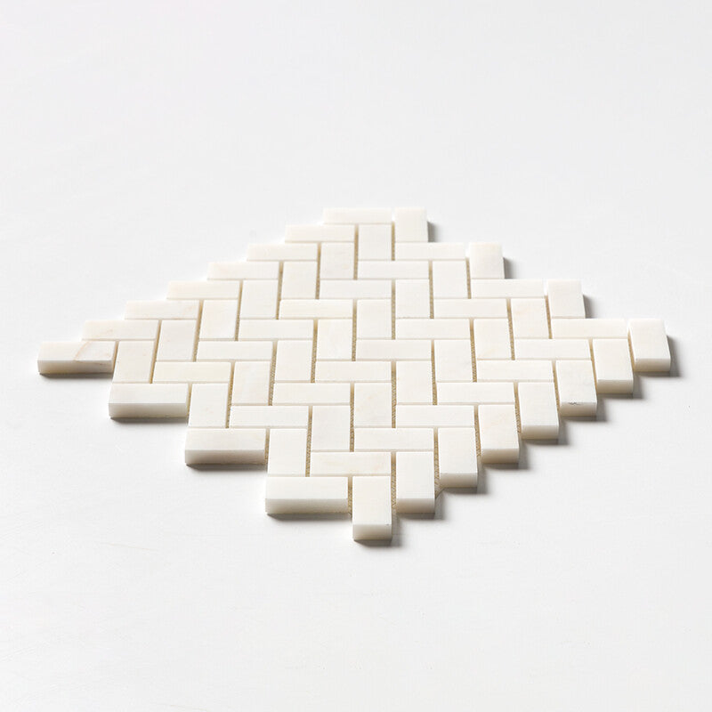 CALACATTA AMBER : 1X2 Herringbone Mosaic (honed | 11"x11"x3/8" | straight cut)