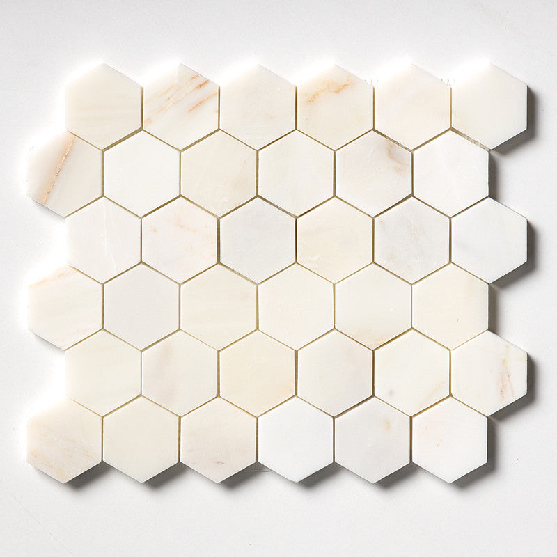 CALACATTA AMBER : Hexagon Mosaic (honed | 10"x12"x3/8" | straight cut)