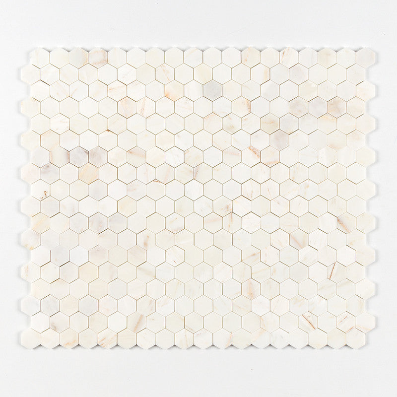 CALACATTA AMBER : Hexagon Mosaic (honed | 10"x12"x3/8" | straight cut)