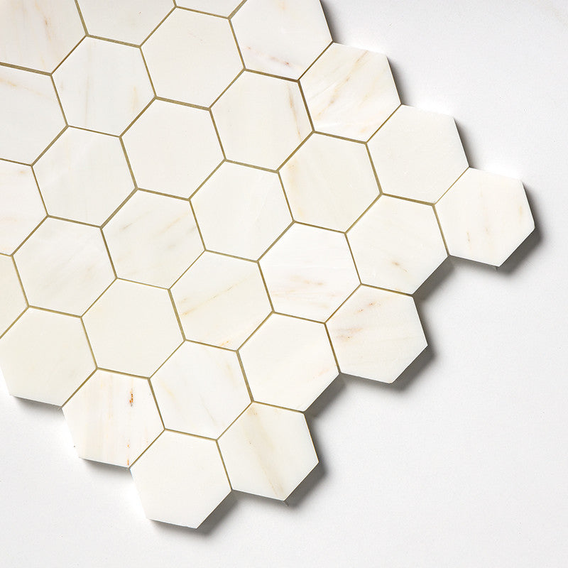 CALACATTA AMBER : Hexagon Mosaic (honed | 10"x12"x3/8" | straight cut)