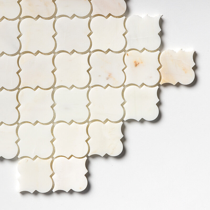CALACATTA AMBER : Arabesque Mosaic (honed | 12"x12"x3/8" | straight cut)