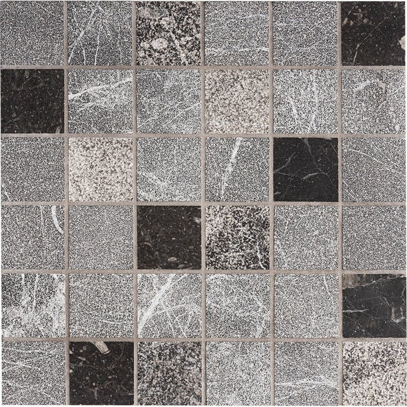 IRIS BLACK : 2X2 Straight Stack Mosaic (textura | 12"x12"x3/8" | straight cut)