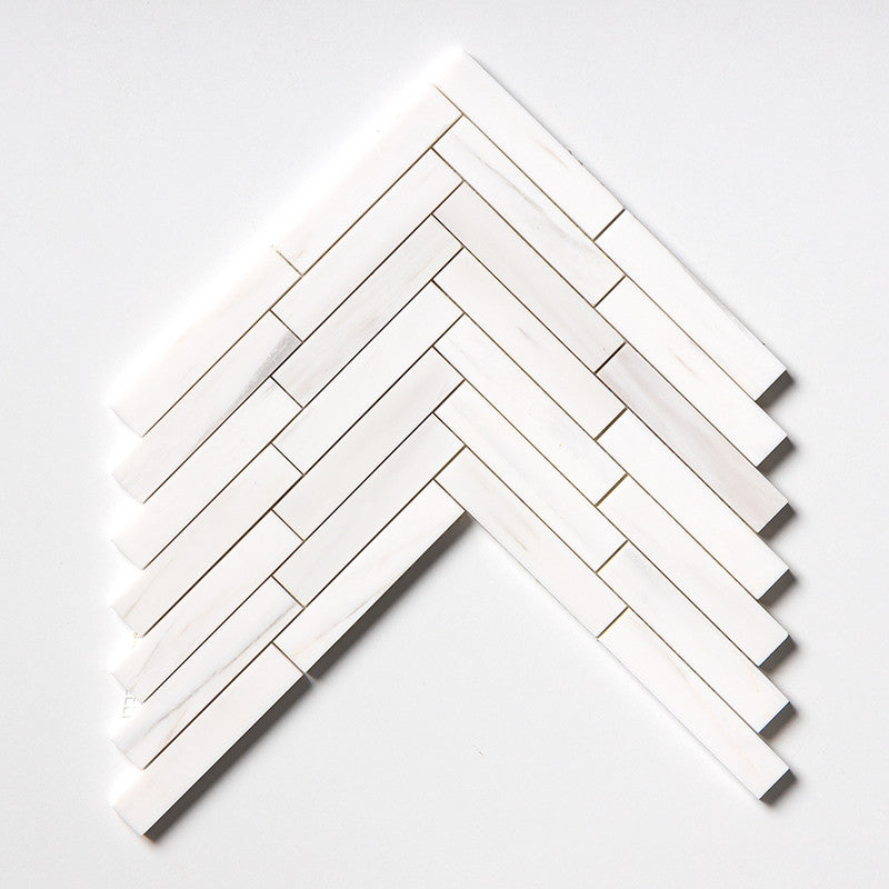 BIANCO DOLOMITI CLASSIC : Large Herringbone Mosaic (polished | 9"x12"x7/8" | straight cut)