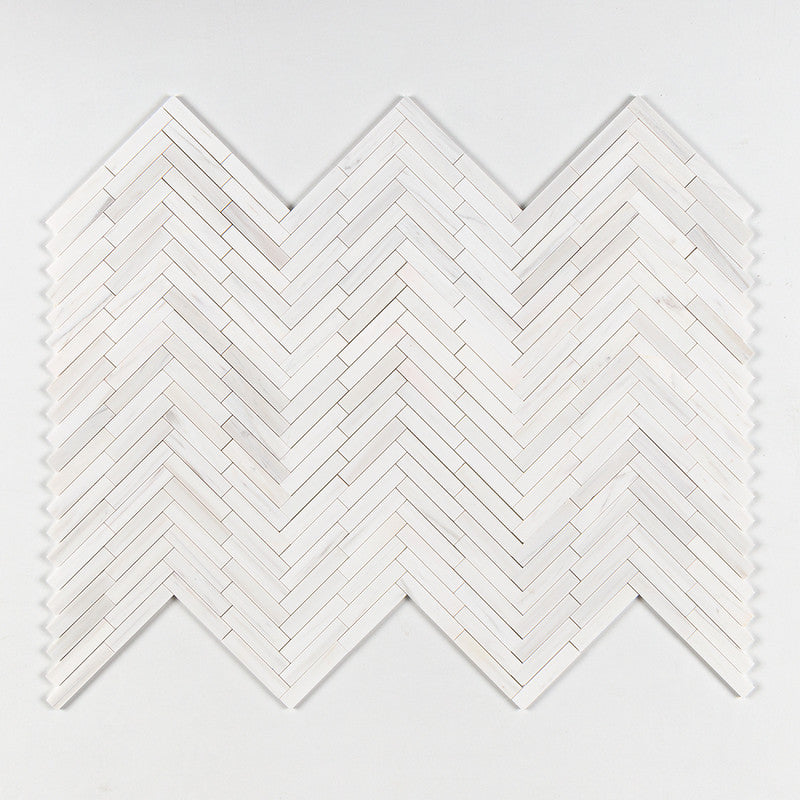 BIANCO DOLOMITI CLASSIC : Large Herringbone Mosaic (polished | 9"x12"x7/8" | straight cut)