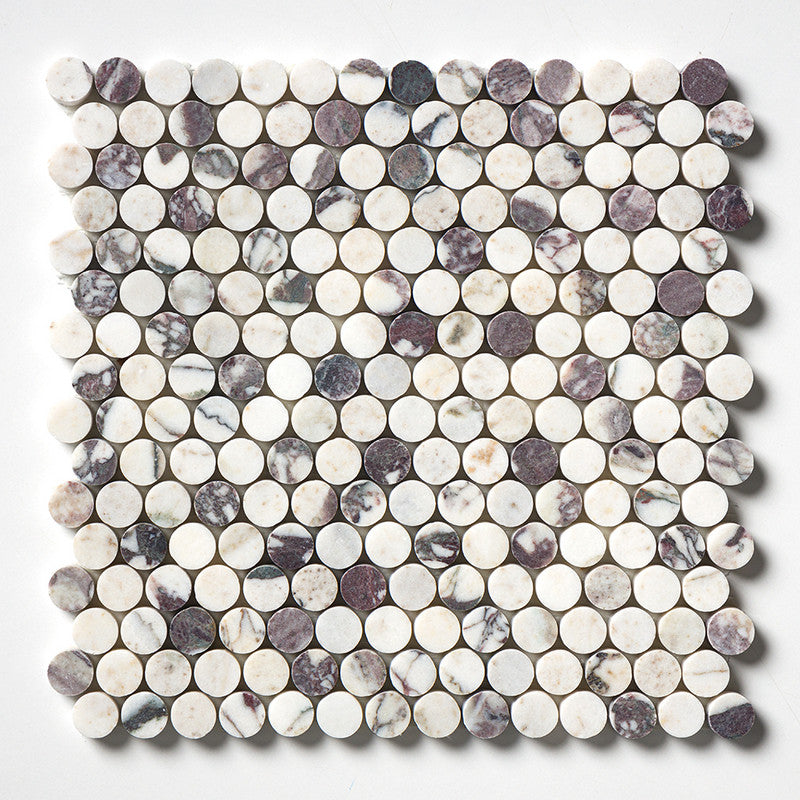 PENNY ROUND 2.0: Penny Round Mosaic (honed | 11"x11"x1/4" | straight cut)