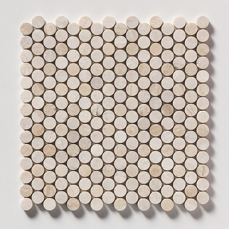 PENNY ROUND 2.0: Penny Round Mosaic (multi finish | 11"x11"x1/4" | straight cut)