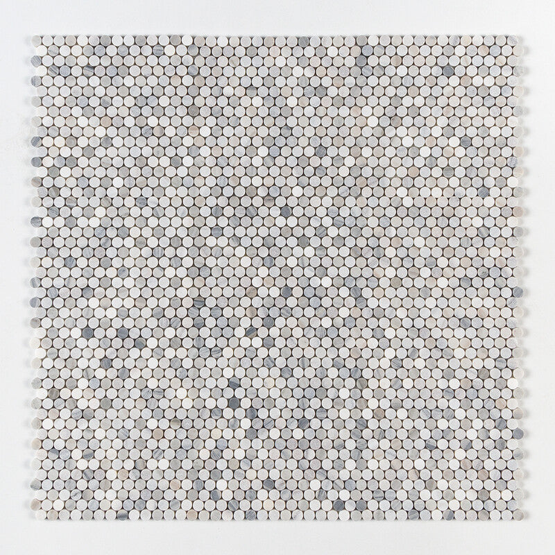 PENNY ROUND 2.0: Penny Round Mosaic (multi finish | 11"x11"x1/4" | straight cut)