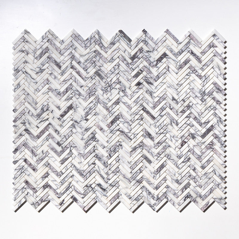 LILAC: 5/8X3 Herringbone Mosaic (honed | 10"x12"x7/16" | straight cut)