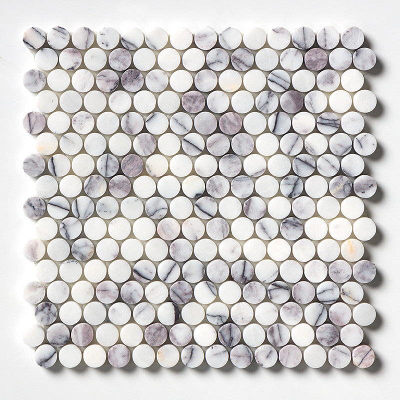 LILAC: Penny Round Mosaic (honed | 12"x12"x3/8" | straight cut)