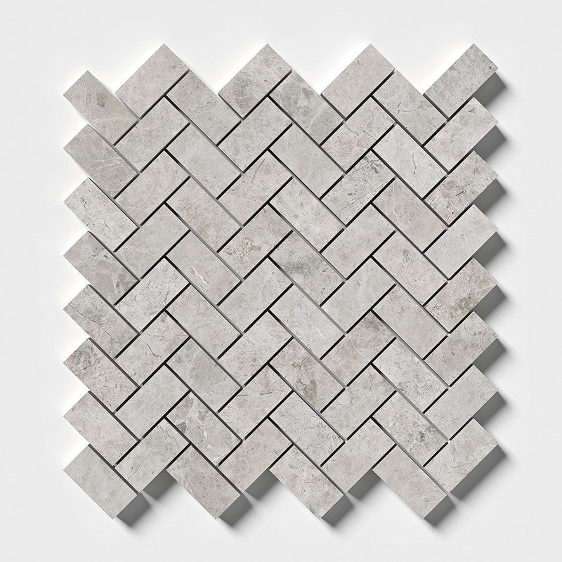 SILVER SHADOW : 1X2 Herringbone Mosaic (honed | 11"x11"x3/8" | straight cut)