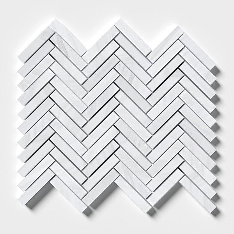 BIANCO DOLOMITI CLASSIC : 5/8X3 Herringbone Mosaic (honed | 10"x12"x7/16" | straight cut)