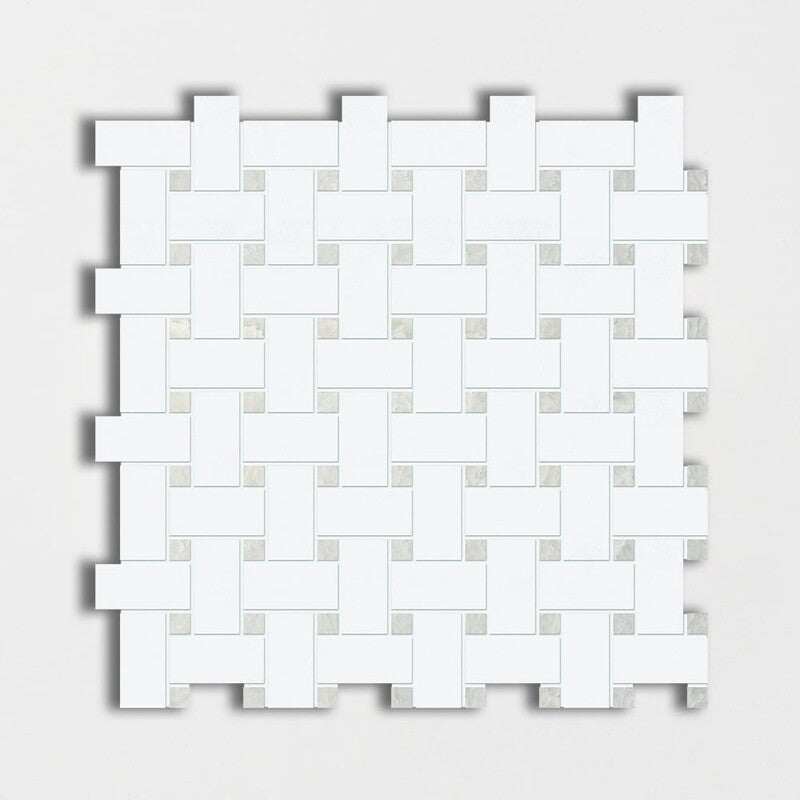 MING GREEN : Ming Green Basketweave Mosaic (polished | 12"x12"x3/8" | straight cut)