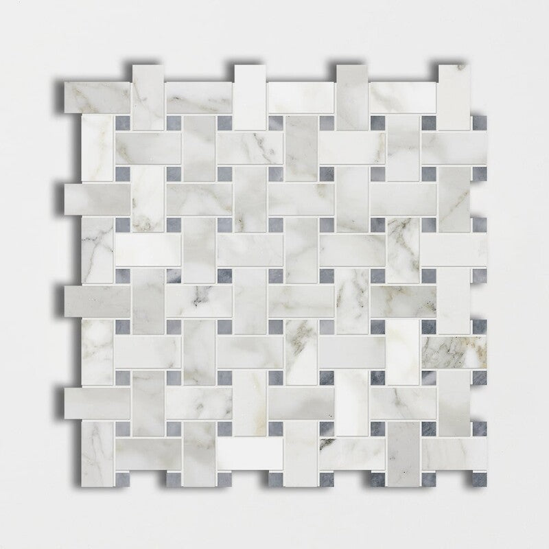 CALACATTA GOLD : Bardiglio Basketweave Mosaic (polished | 12"x12"x3/8" | straight cut)