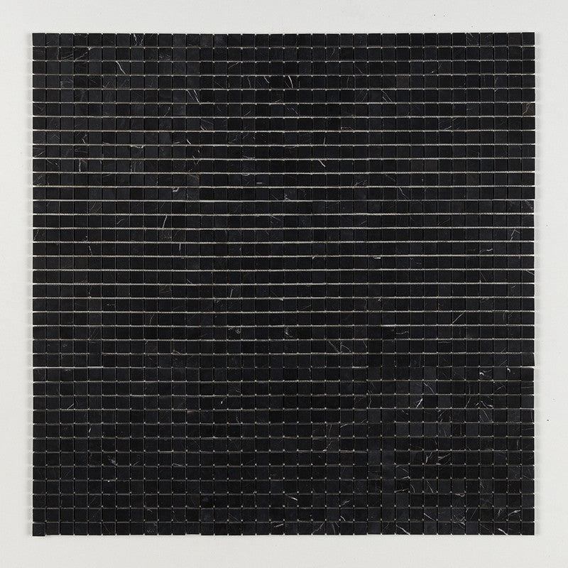 CHINA BLACK : 1X1 Straight Stack Mosaic (honed | 12"x12"x3/8" | straight cut)