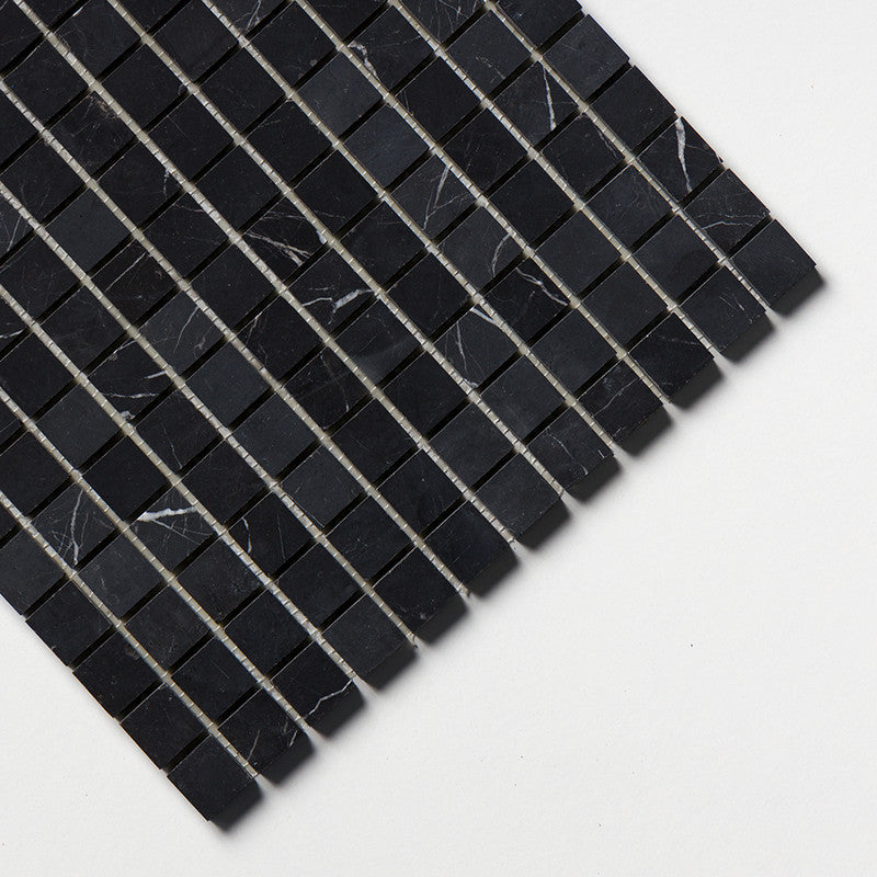 CHINA BLACK : 1X1 Straight Stack Mosaic (honed | 12"x12"x3/8" | straight cut)