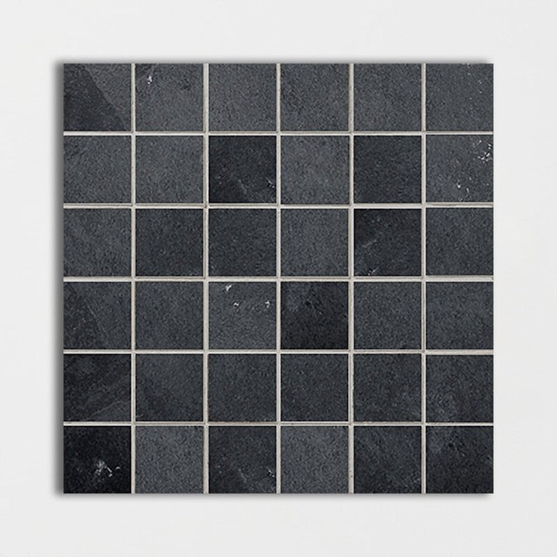 EMBER ASH SLATE: 2X2 Straight Stack Mosaic (natural cleft | 12"x12"x3/8" | straight cut)