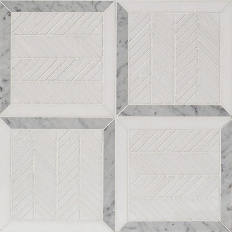 STUDIO : Carrara Lucca Straight Stack Mosaic (multi finish | 12"x12"x1/16" | straight cut)