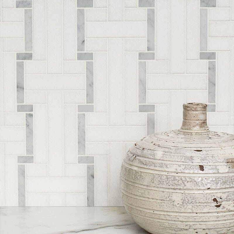 STUDIO : Carrara Luni Mosaic (multi finish | 10"x12"x7/16" | straight cut)