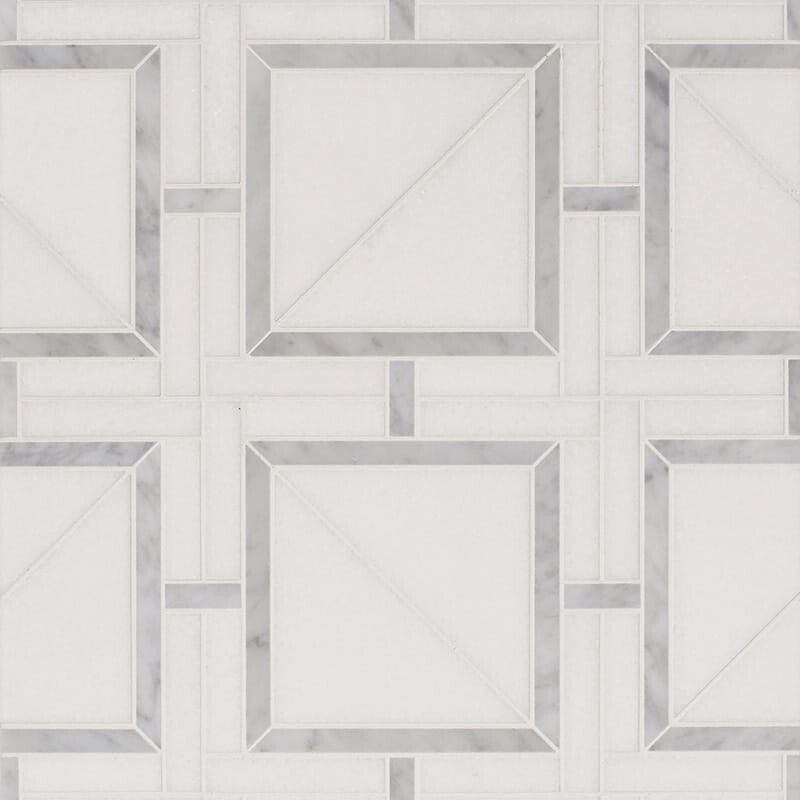 STUDIO : Carrara Magra Lattice Mosaic (multi finish | 11"x11"x11/16" | straight cut)