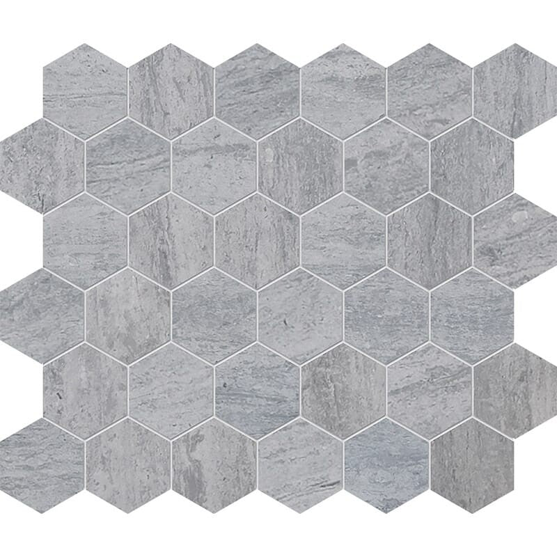 HAISA BLUE : Hexagon Mosaic (honed | 12"x12"x3/8" | straight cut)