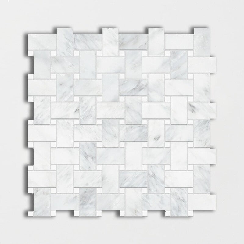 CALACATTA BELLA : Basketweave Mosaic (polished | 12"x12"x3/8" | straight cut)