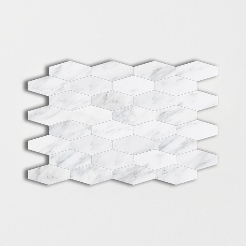 CALACATTA BELLA : Long Hex Mosaic (honed | 10"x12"x1/4" | straight cut)