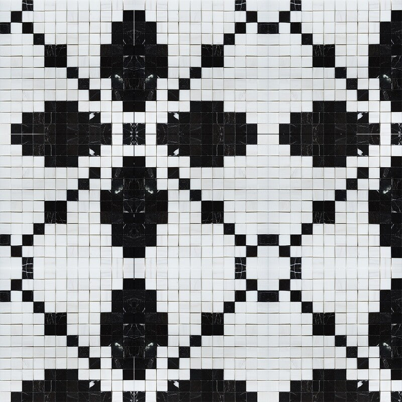 BLACK AND WHITE : Snow White Ziggurat Straight Stack Mosaic (multi finish | 12"x12"x3/8" | straight cut)