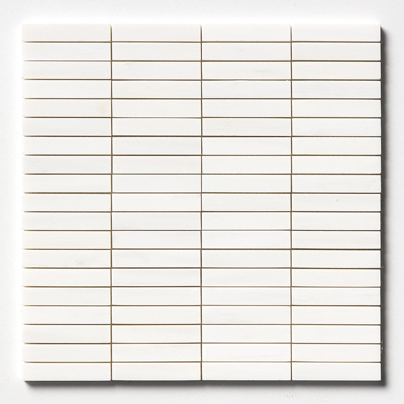 BIANCO DOLOMITI CLASSIC : 5/8X3 Straight Stack Mosaic (honed | 12"x12"x3/8" | straight cut)