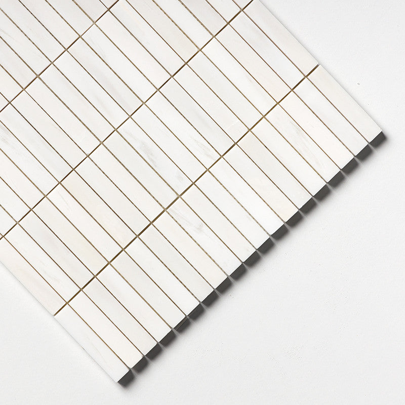 BIANCO DOLOMITI CLASSIC : 5/8X3 Straight Stack Mosaic (honed | 12"x12"x3/8" | straight cut)