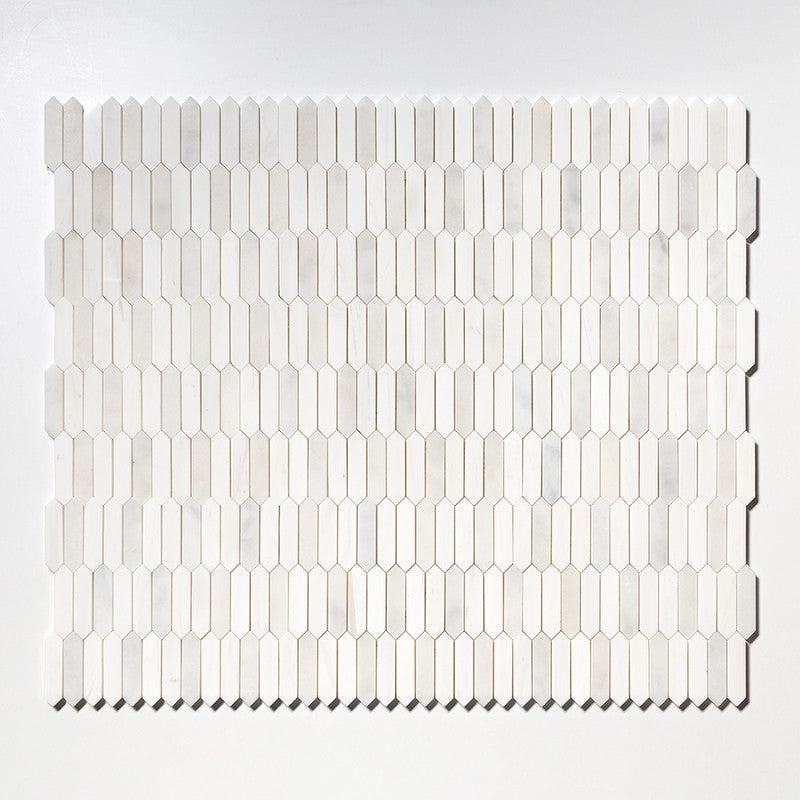 DIMENTIONS  : Afyon White Baby Picket Mosaic (multi finish | 11"x13"x3/16" | straight cut)