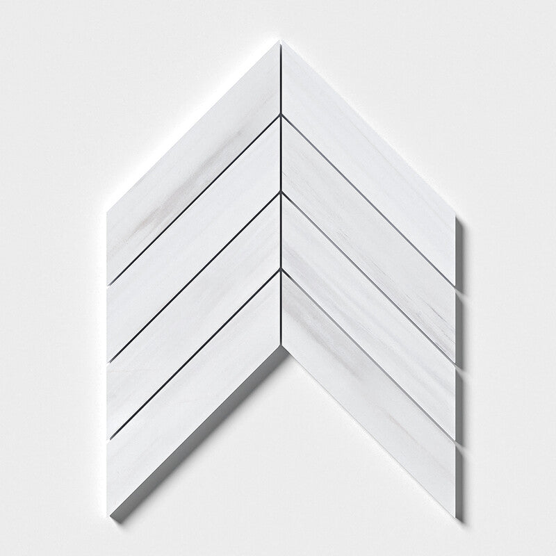 BIANCO DOLOMITI CLASSIC : Chevron Field Tile (polished | 10"x13"x3/8" | straight cut)