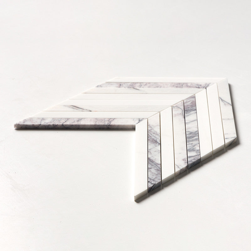 DIMENTIONS  : Thin Chevron Mosaic (honed | 10"x13"x3/8" | straight cut)