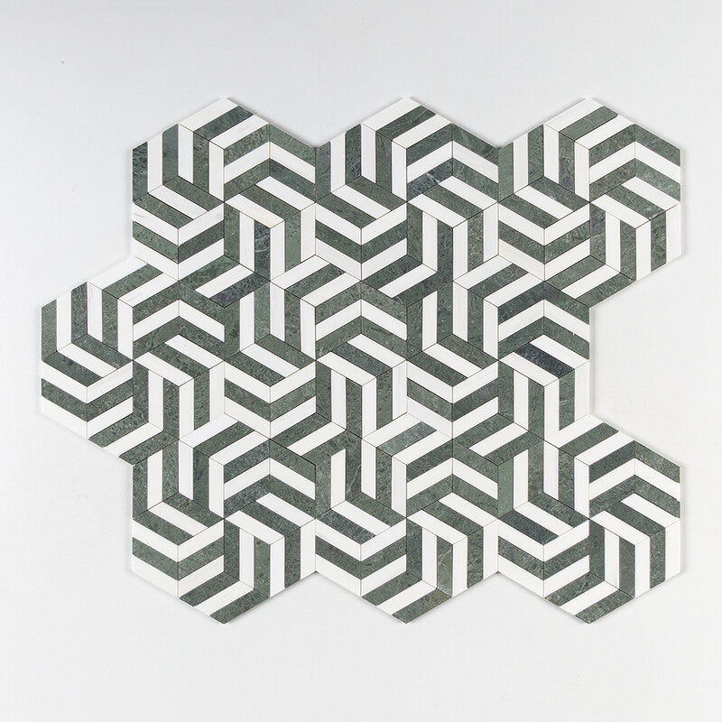 VERDE TIA : Verde Tia Windmill Mosaic (honed | 11"x13"x3/4" | straight cut)