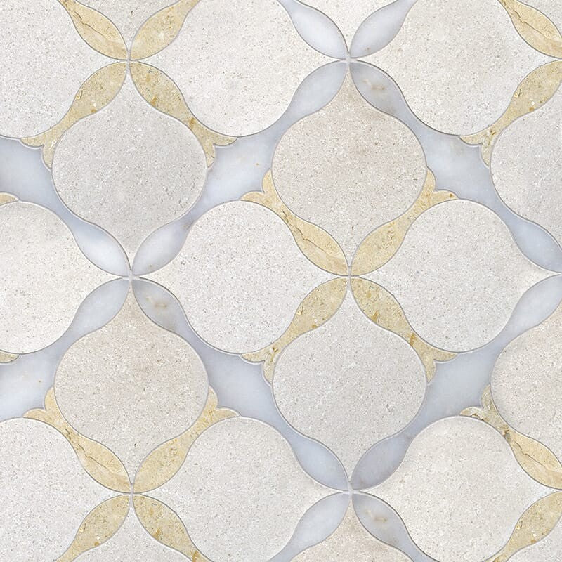 CHAMPAGNE: Casablanca Afyon White Amelia Mosaic (multi finish | 9"x9"x5/8" | straight cut)