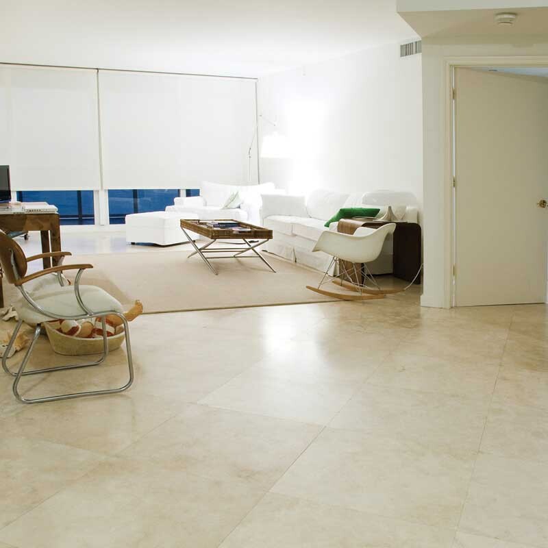 IVORY TRAVERTINE: Square Field Tile (honed filled | 18"x18"x1/2" | straight cut)